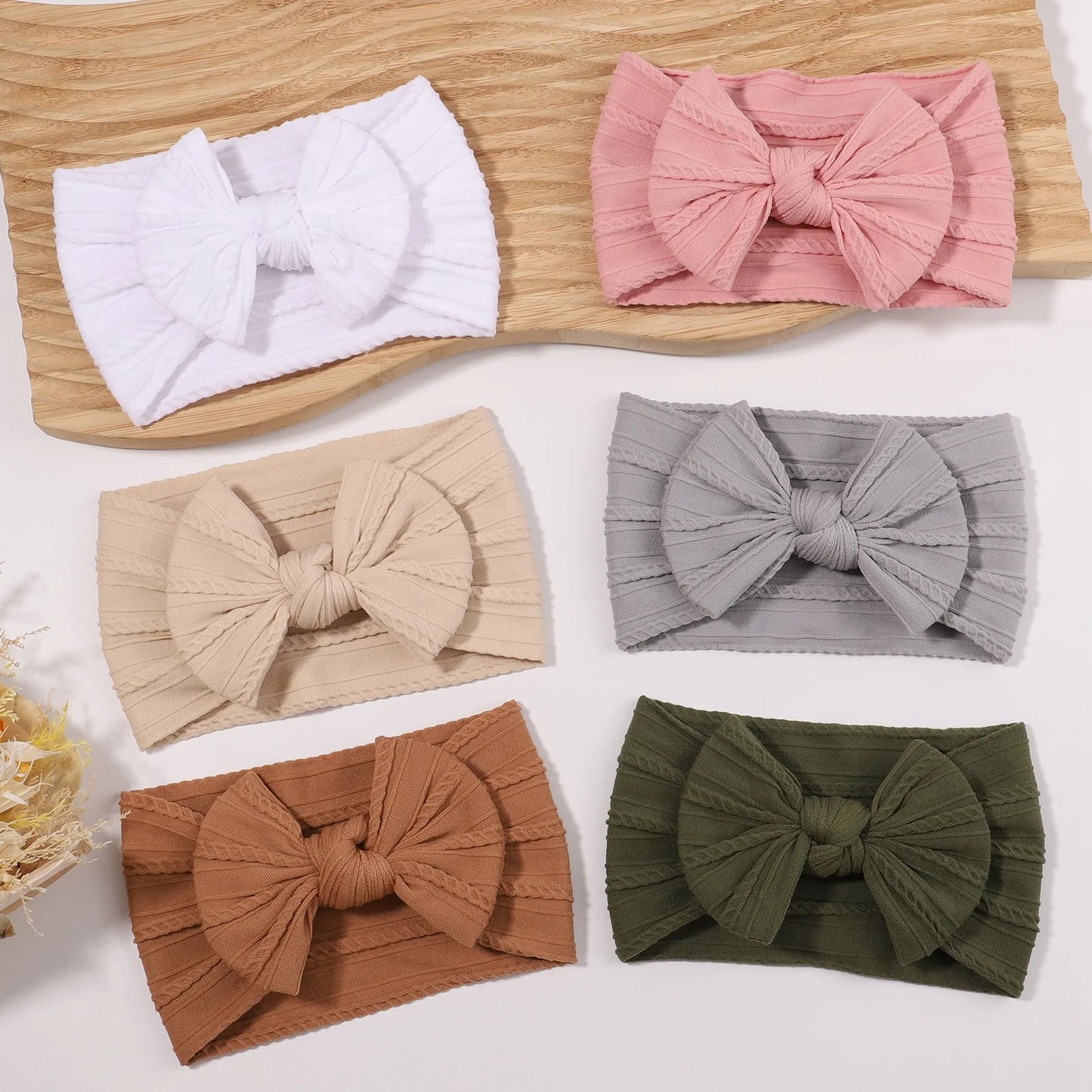 Lovely Newborn Baby Headband for Girls Elastic Knit Children Turban Baby Bows Soft Nylon Kids Headwear Hair Accessories