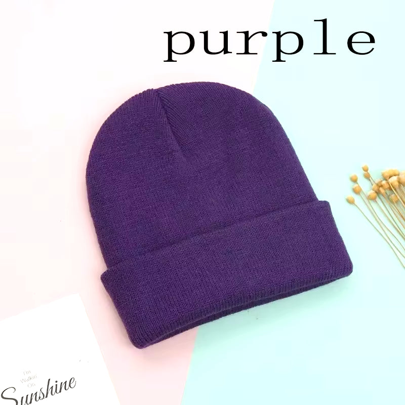 Dad Mother Kids Baby Hats for Girl Boy Newborn Beanie Infant Candy Color Winter Autumn Family Warm Knitted Parent Children Hat