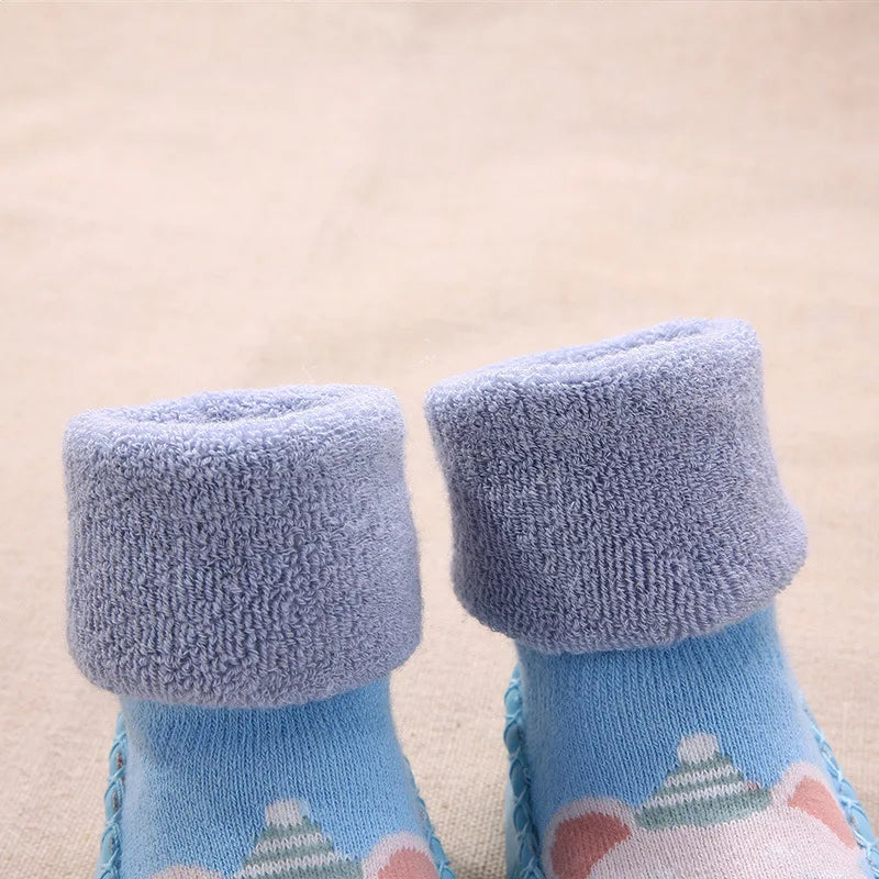 2025 Spring Autumn Toddler Thick Terry Warm Socks Shoes Baby Cute Cartoon Long Tube Non-Slip Floor Socks Boot