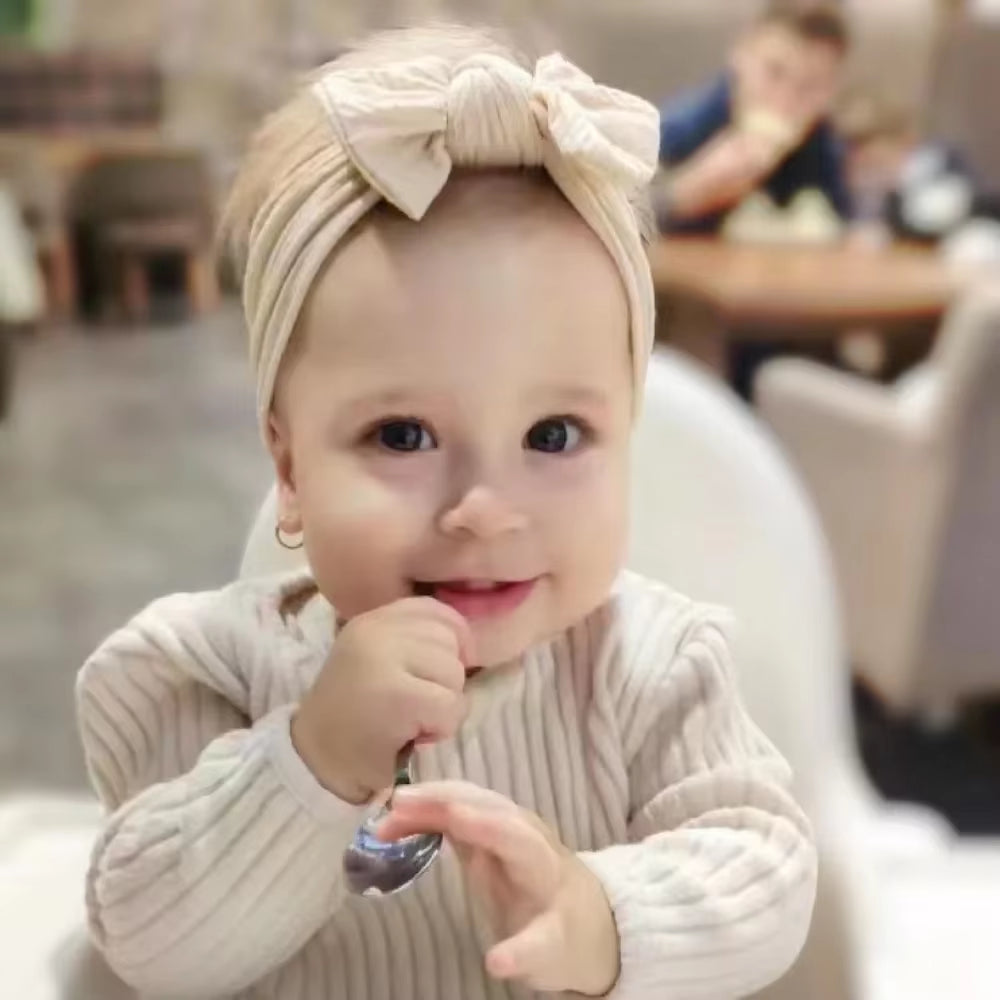 Lovely Newborn Baby Headband for Girls Elastic Knit Children Turban Baby Bows Soft Nylon Kids Headwear Hair Accessories