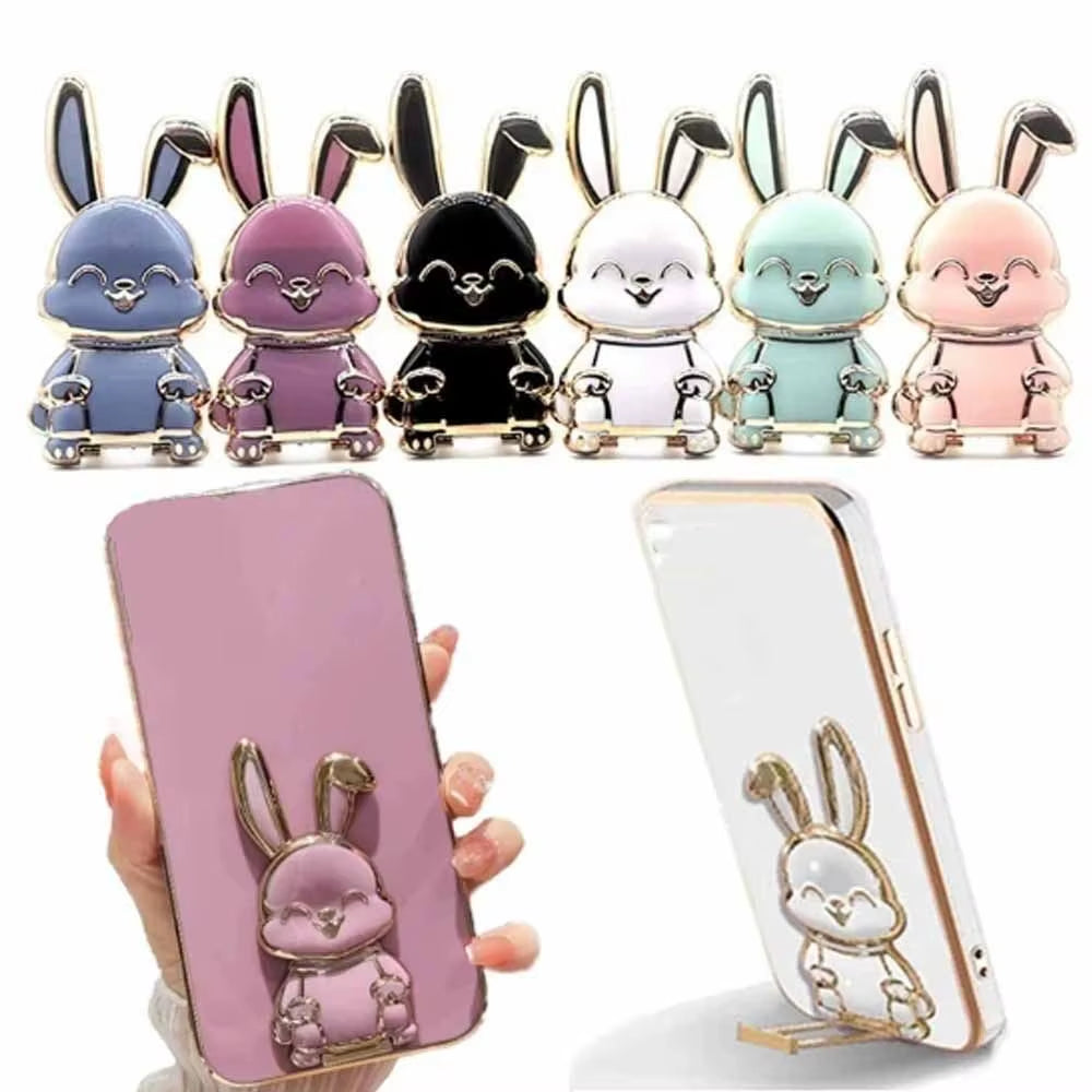 Bunny Finger Ring Holder Mobile Phone Mini Pull Rod Foldable Phone Finger Ring Holder Lazy Phone Back Sticker Pad Phone Kickstan