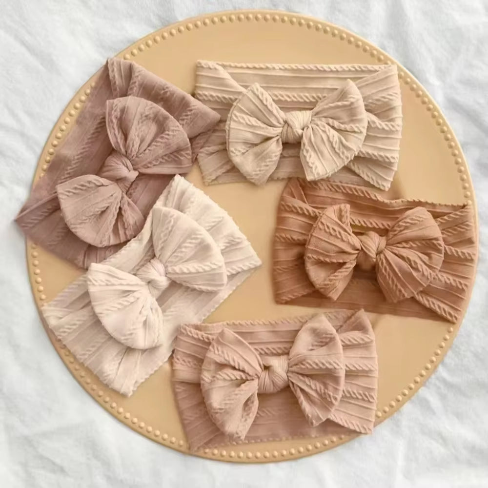 Lovely Newborn Baby Headband for Girls Elastic Knit Children Turban Baby Bows Soft Nylon Kids Headwear Hair Accessories