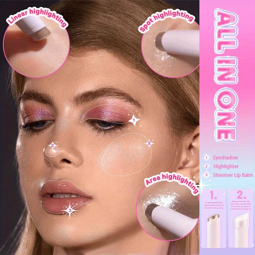 Jelly Eyeshadow Highlight Stick, Glitter Shimmer Long-Lasting High Pigment, Valentine'S Day Party Beach Travel Holiday